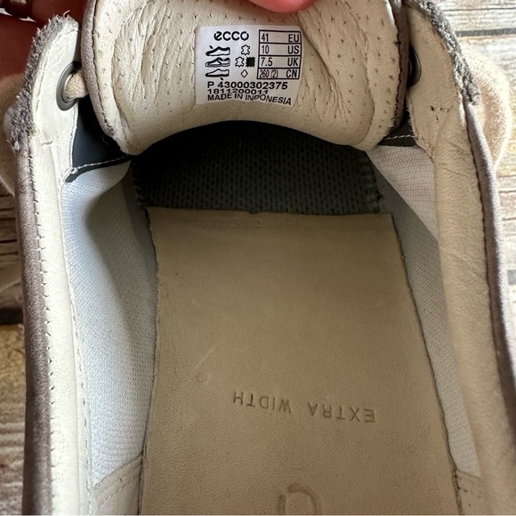 Ecco Suede Leather Sneakers Shoes Gray Extra Width Sz 10 - Picture 7 of 11